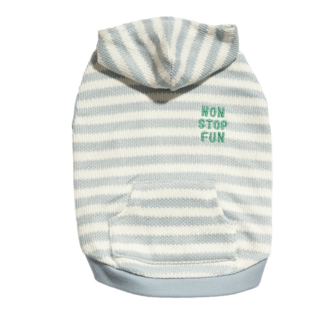 Oodles Blue Non-Stop Fun Striped Bubble Hem Dog Hoodie, Large